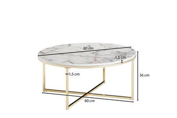 Willowdale Sofabord 80 cm Rundt - Hvit / grå / gull - Møbler - Bord - Sofabord & salongbord