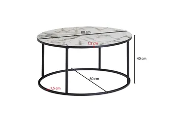 Willowdale Sofabord 80 cm Rundt - Hvit/Svart - Møbler - Bord - Sofabord & salongbord