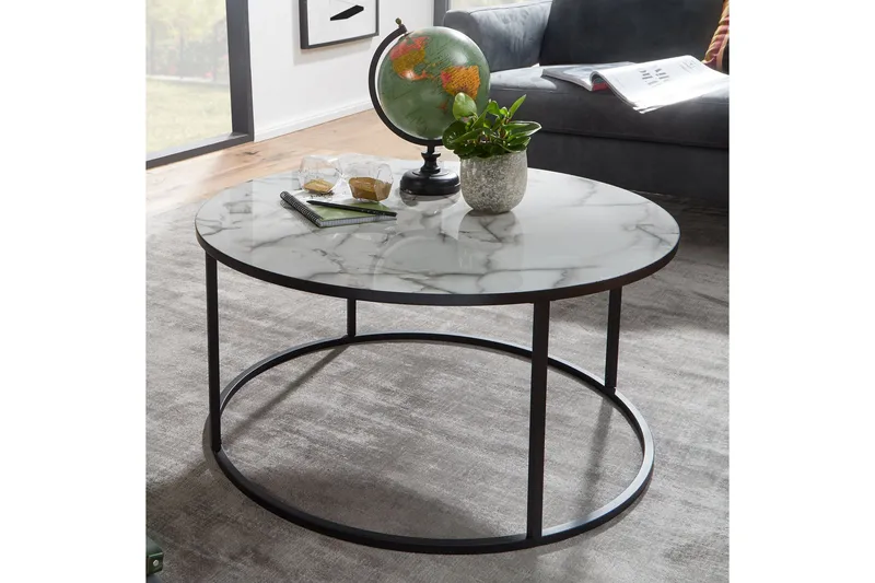 Willowdale Sofabord 80 cm Rundt - Hvit/Svart - Møbler - Bord - Sofabord & salongbord