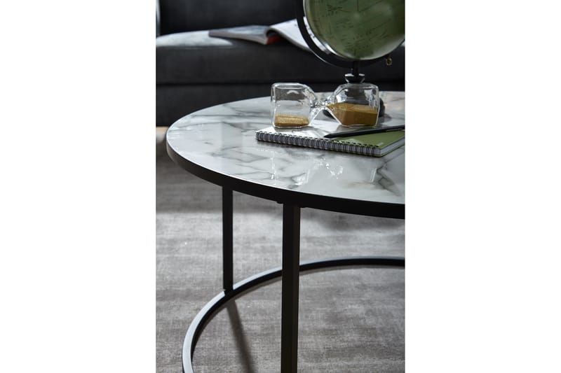 Willowdale Sofabord 80 cm Rundt - Hvit/Svart - Møbler - Bord - Sofabord & salongbord