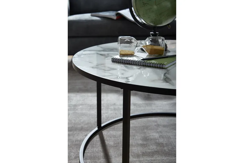 Willowdale Sofabord 80 cm Rundt - Hvit/Svart - Møbler - Bord - Sofabord & salongbord