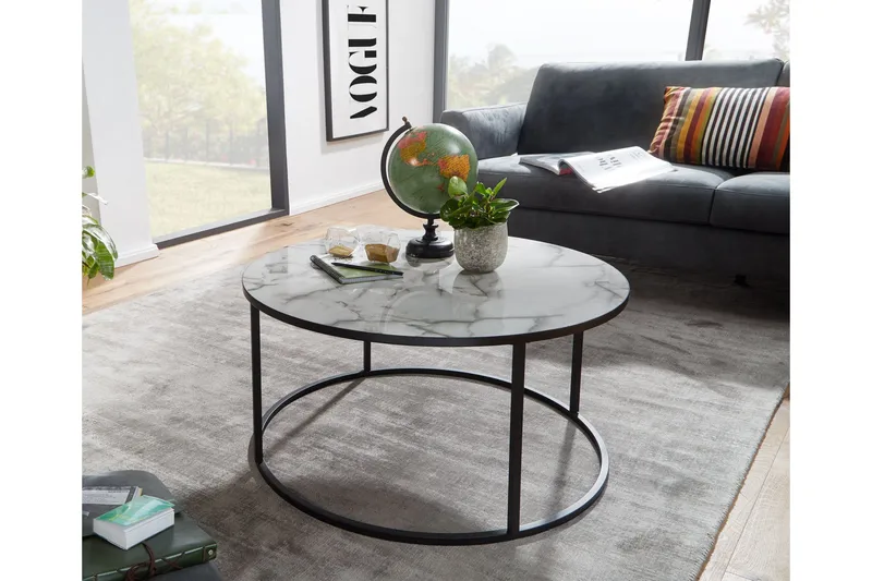 Willowdale Sofabord 80 cm Rundt - Hvit/Svart - Møbler - Bord - Sofabord & salongbord