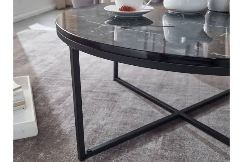 Willowdale Sofabord 80 cm Rundt - Svart/Grå - Møbler - Bord - Sofabord & salongbord