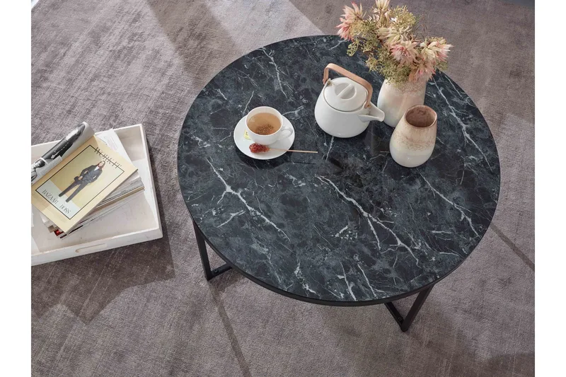 Willowdale Sofabord 80 cm Rundt - Svart/Grå - Møbler - Bord - Sofabord & salongbord