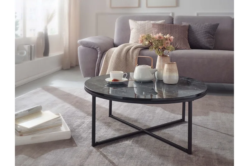 Willowdale Sofabord 80 cm Rundt - Svart/Grå - Møbler - Bord - Sofabord & salongbord
