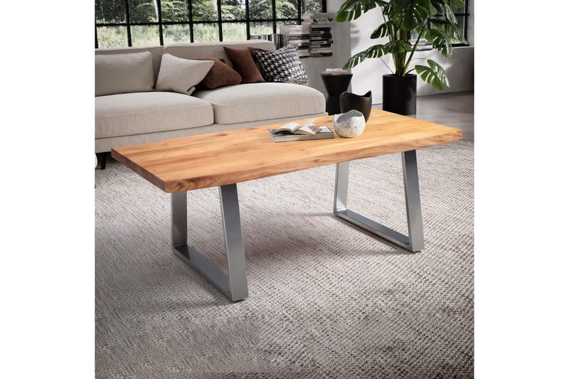 Sofabord Wohnling 120 cm heltre trekant rektangulær landstil Sølv, rette løpere - Sølv, rette løpere - Møbler - Bord - Sofabord & salongbord