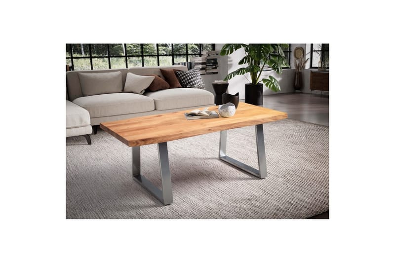 Sofabord Wohnling 120 cm heltre trekant rektangulær landstil Sølv, rette løpere - Sølv, rette løpere - Møbler - Bord - Sofabord & salongbord
