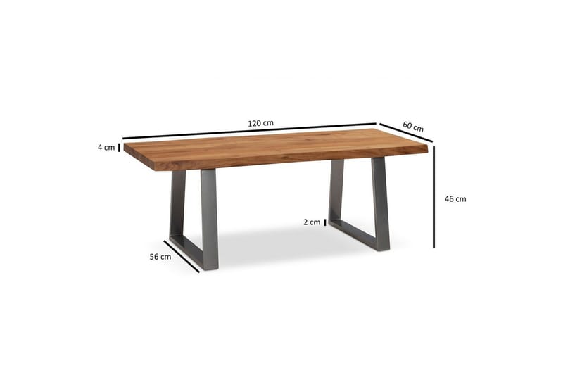 Sofabord Wohnling 120 cm heltre trekant rektangulær landstil Sølv, rette løpere - Sølv, rette løpere - Møbler - Bord - Sofabord & salongbord