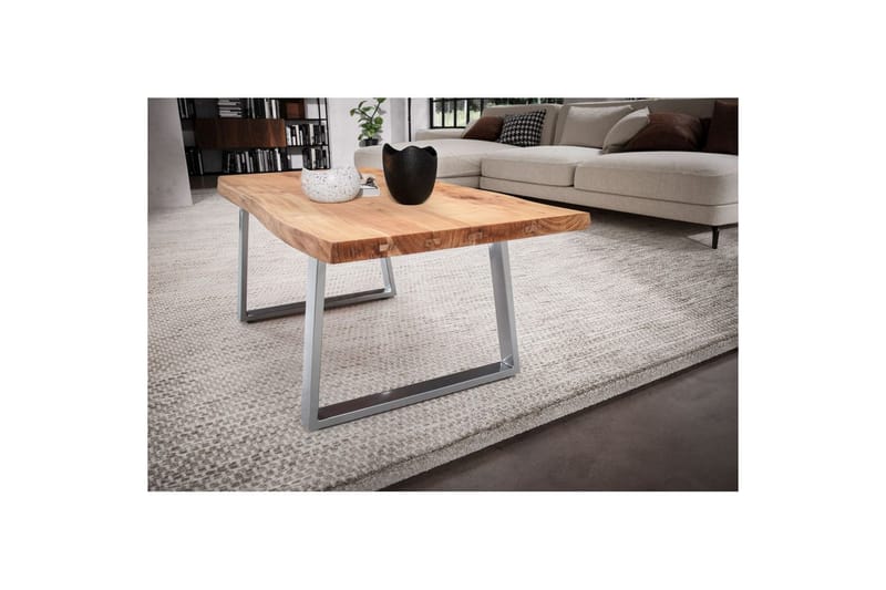Sofabord Wohnling 120 cm heltre trekant rektangulær landstil Sølv, rette løpere - Sølv, rette løpere - Møbler - Bord - Sofabord & salongbord