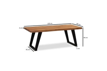 Sofabord Wohnling 120 cm heltre trekant rektangulær landstil Svart, vinklet løper - Svart, vinklet løper - Møbler - Bord - Sofabord & salongbord