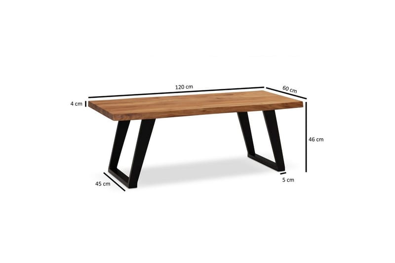 Sofabord Wohnling 120 cm heltre trekant rektangulær landstil Svart, vinklet løper - Svart, vinklet løper - Møbler - Bord - Sofabord & salongbord