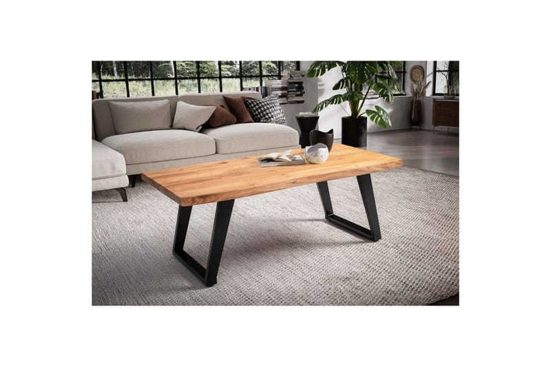 Sofabord Wohnling 120 cm heltre trekant rektangulær landstil Svart, vinklet løper - Svart, vinklet løper - Møbler - Bord - Sofabord & salongbord