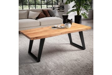 Sofabord Wohnling 120 cm heltre trekant rektangulær landstil Svart, vinklet løper - Svart, vinklet løper - Møbler - Bord - Sofabord & salongbord