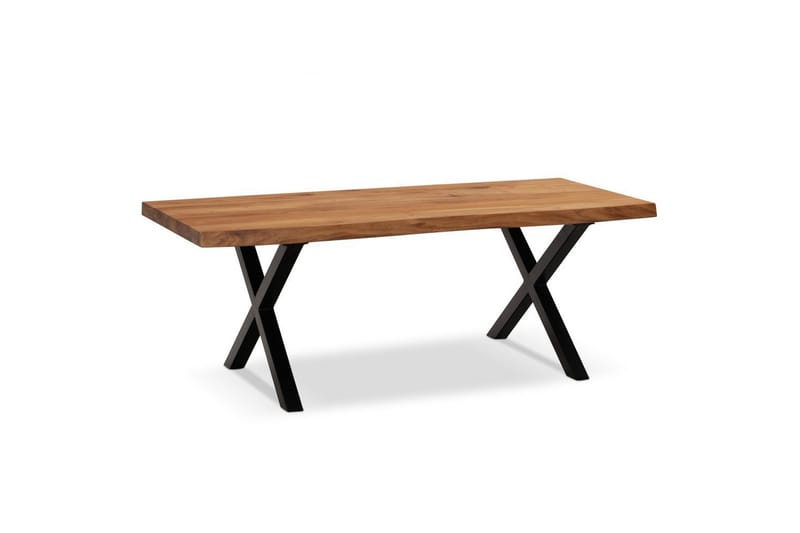 Sofabord Wohnling 120 cm heltre trekant rektangulær landstil Svart, X-ramme - Svart, X-ramme - Møbler - Bord - Sofabord & salongbord