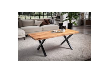 Sofabord Wohnling 120 cm heltre trekant rektangulær landstil Svart, X-ramme - Svart, X-ramme - Møbler - Bord - Sofabord & salongbord