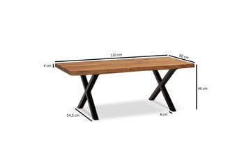 Sofabord Wohnling 120 cm heltre trekant rektangulær landstil Svart, X-ramme - Svart, X-ramme - Møbler - Bord - Sofabord & salongbord