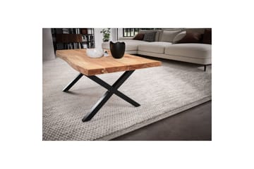 Sofabord Wohnling 120 cm heltre trekant rektangulær landstil Svart, X-ramme - Svart, X-ramme - Møbler - Bord - Sofabord & salongbord
