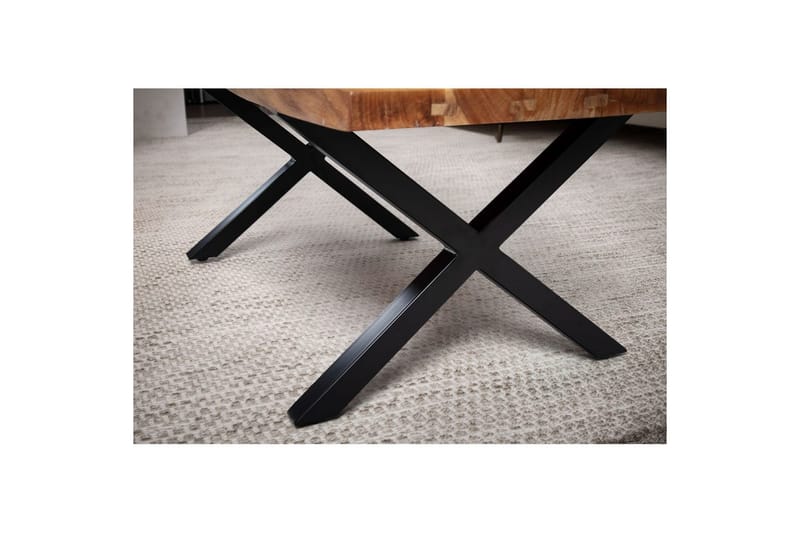 Sofabord Wohnling 120 cm heltre trekant rektangulær landstil Svart, X-ramme - Svart, X-ramme - Møbler - Bord - Sofabord & salongbord