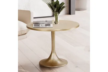 Sofabord Wohnling 60 cm rundt gullfarget metallramme industriell - Møbler - Bord - Sofabord & salongbord