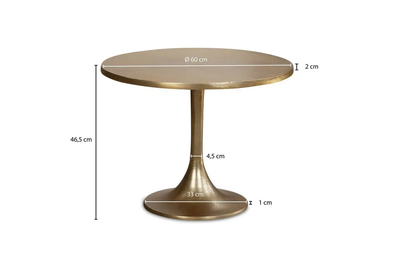 Sofabord Wohnling 60 cm rundt gullfarget metallramme industriell - Møbler - Bord - Sofabord & salongbord