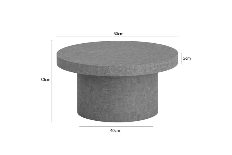Sofabord Wohnling 60 cm stuebord sofabord rundt lite salongbord moderne Grå - Grå - Møbler - Bord - Sofabord & salongbord