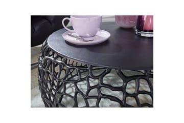 Sofabord Wohnling aluminiumstøp, rund 60 cm håndlaget, moderne stil Svart - Svart - Møbler - Bord - Sofabord & salongbord
