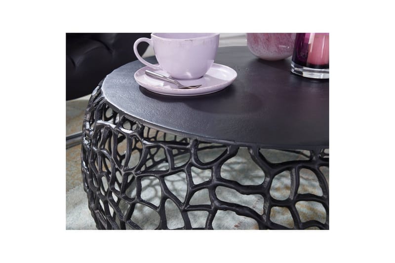Sofabord Wohnling aluminiumstøp, rund 60 cm håndlaget, moderne stil Svart - Svart - Møbler - Bord - Sofabord & salongbord