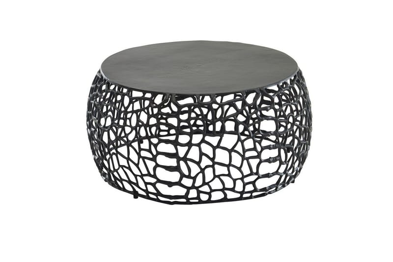 Sofabord Wohnling aluminiumstøp, rund 60 cm håndlaget, moderne stil Svart, Svart