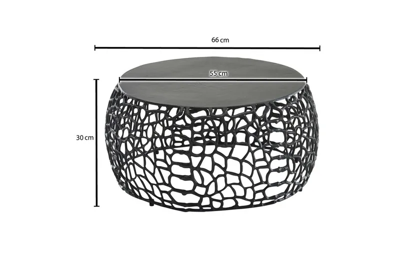 Sofabord Wohnling aluminiumstøp, rund 60 cm håndlaget, moderne stil Svart - Svart - Møbler - Bord - Sofabord & salongbord
