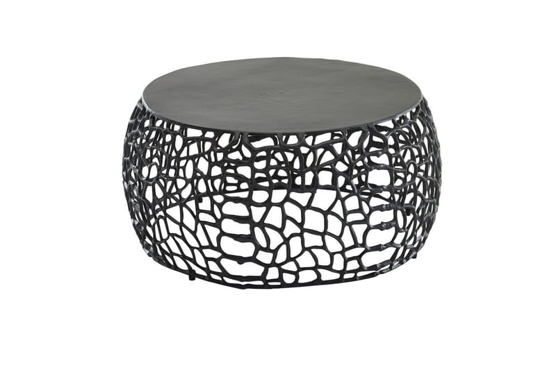 Sofabord Wohnling aluminiumstøp, rund 60 cm håndlaget, moderne stil Svart - Svart - Møbler - Bord - Sofabord & salongbord