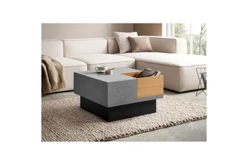 Sofabord Wohnling Betongutseende kvadratisk 65 cm med oppbevaringsplass Moderne utseende - Møbler - Bord - Sofabord & salongbord