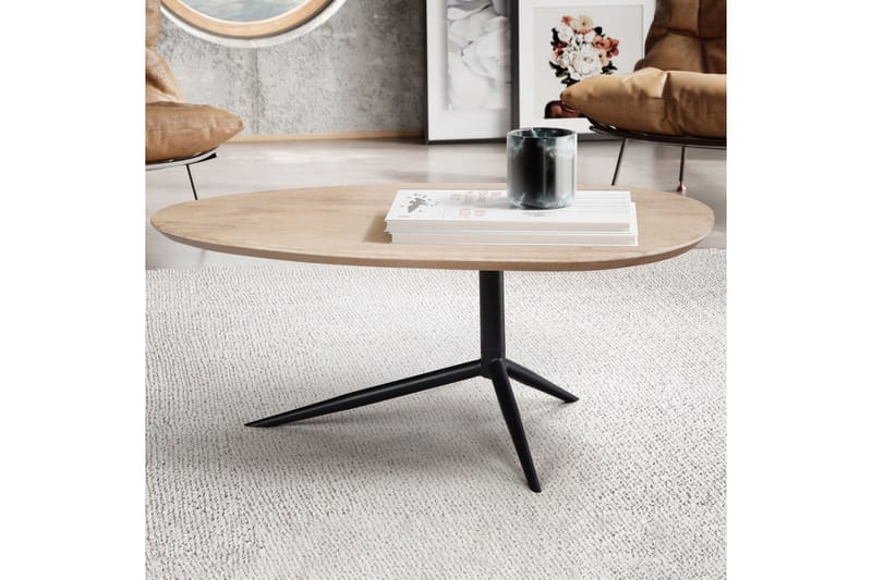 Sofabord Wohnling Heltre hvitvasket 86 cm oval moderne - Møbler - Bord - Sofabord & salongbord