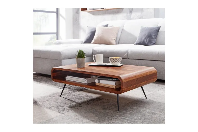 Sofabord Wohnling Heltre Rektangulær Runde Kanter Landlig Stil - Møbler - Bord - Sofabord & salongbord