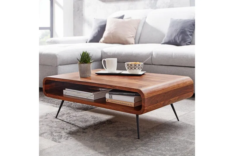 Sofabord Wohnling Heltre Rektangulær Runde Kanter Landlig Stil - Møbler - Bord - Sofabord & salongbord