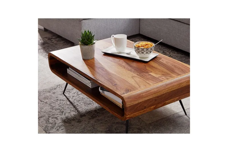 Sofabord Wohnling Heltre Rektangulær Runde Kanter Landlig Stil - Møbler - Bord - Sofabord & salongbord