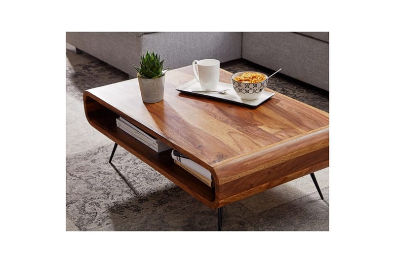 Sofabord Wohnling Heltre Rektangulær Runde Kanter Landlig Stil - Møbler - Bord - Sofabord & salongbord