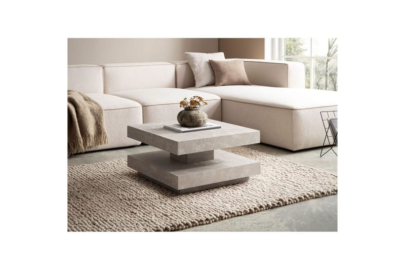 Sofabord Wohnling kvadrat 60 cm, steinoptikk stil, moderne utseende Beige - Beige - Møbler - Bord - Sofabord & salongbord