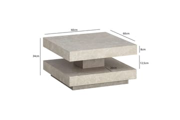 Sofabord Wohnling kvadrat 60 cm, steinoptikk stil, moderne utseende Beige - Beige - Møbler - Bord - Sofabord & salongbord