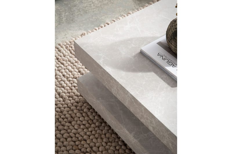Sofabord Wohnling kvadrat 60 cm, steinoptikk stil, moderne utseende Beige - Beige - Møbler - Bord - Sofabord & salongbord