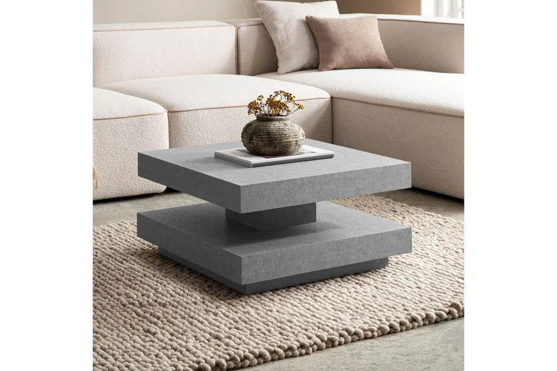 Sofabord Wohnling kvadrat 60 cm, steinoptikk stil, moderne utseende Grå - Grå - Møbler - Bord - Sofabord & salongbord