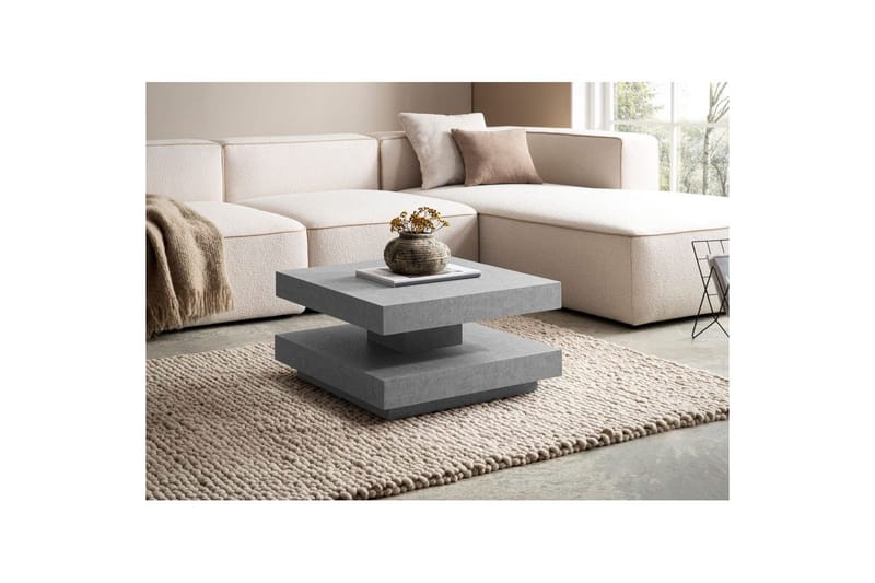 Sofabord Wohnling kvadrat 60 cm, steinoptikk stil, moderne utseende Grå - Grå - Møbler - Bord - Sofabord & salongbord