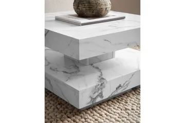 Sofabord Wohnling kvadrat 60 cm, steinoptikk stil, moderne utseende Marmor Hvit - Marmor Hvit - Møbler - Bord - Marmorbord