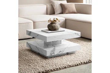 Sofabord Wohnling kvadrat 60 cm, steinoptikk stil, moderne utseende Marmor Hvit - Marmor Hvit - Møbler - Bord - Marmorbord