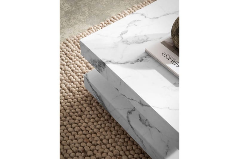 Sofabord Wohnling kvadrat 60 cm, steinoptikk stil, moderne utseende Marmor Hvit - Marmor Hvit - Møbler - Bord - Marmorbord