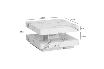 Sofabord Wohnling kvadrat 60 cm, steinoptikk stil, moderne utseende Marmor Hvit - Marmor Hvit - Møbler - Bord - Marmorbord