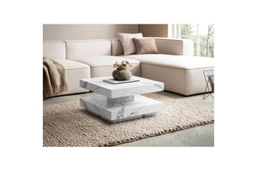 Sofabord Wohnling kvadrat 60 cm, steinoptikk stil, moderne utseende Marmor Hvit - Marmor Hvit - Møbler - Bord - Sofabord & salongbord