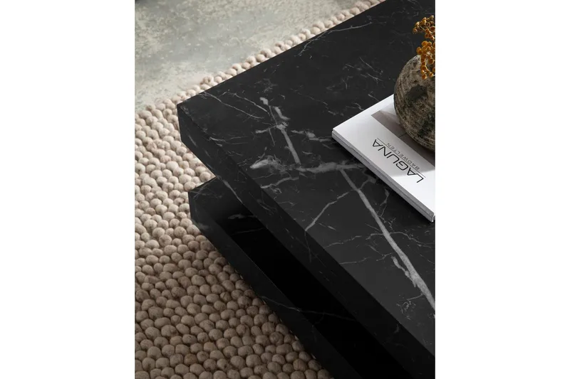 Sofabord Wohnling kvadrat 60 cm, steinoptikk stil, moderne utseende Svart marmor - Svart marmor - Møbler - Bord - Marmorbord