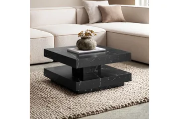 Sofabord Wohnling kvadrat 60 cm, steinoptikk stil, moderne utseende Svart marmor - Svart marmor - Møbler - Bord - Marmorbord