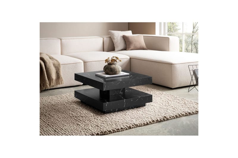 Sofabord Wohnling kvadrat 60 cm, steinoptikk stil, moderne utseende Svart marmor - Svart marmor - Møbler - Bord - Sofabord & salongbord