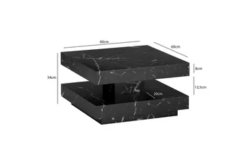 Sofabord Wohnling kvadrat 60 cm, steinoptikk stil, moderne utseende Svart marmor - Svart marmor - Møbler - Bord - Marmorbord